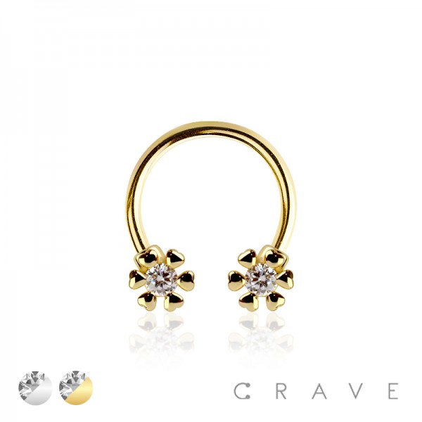 316L SURGICAL STEEL ROUND CZ HEART CIRCLE HORSESHOE/SEPTUM